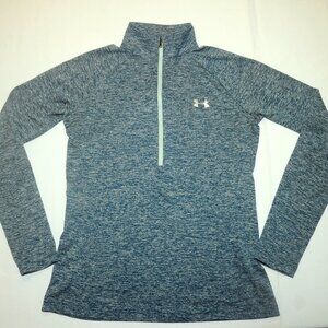 Womens/Jr Girls Under Armour Quarter Zip Top XS/SM Heather Green Stretch Nylon